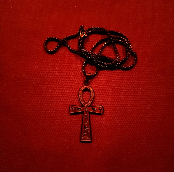 krzyż ankh czarny naszyjnik egipski symbol życia amulet ochronny ezoteryczny