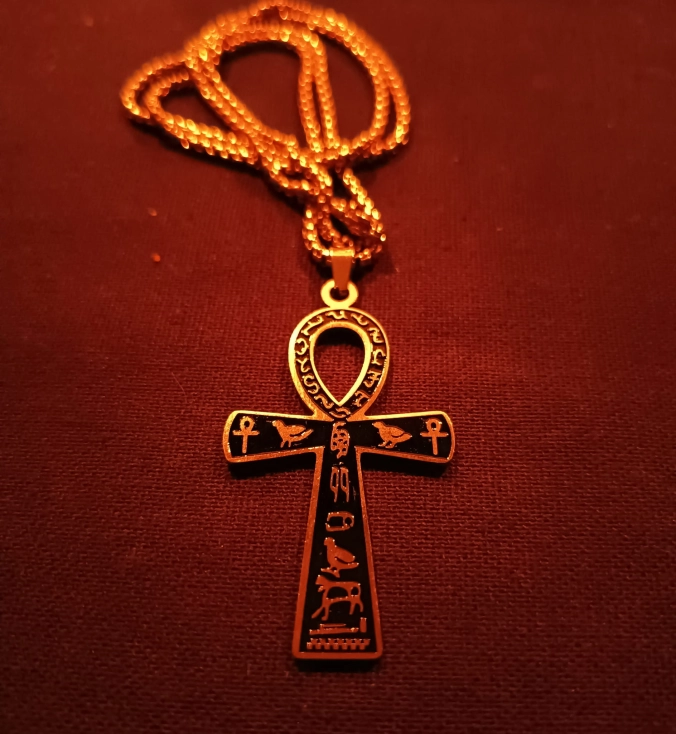 krzyż ankh złoty amulet egipski naszyjnik symbol życia i energii biżuteria ezoteryczna
