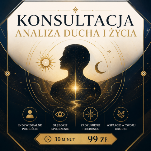 Konsultacja indywidualna – analiza ducha i życia online. Pomoc w zrozumieniu sytuacji życiowej, decyzji i relacji. Indywidualne podejście, głęboka analiza i wskazanie możliwych kierunków działania.