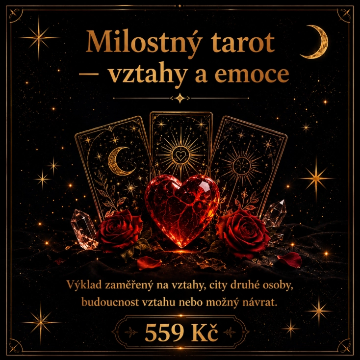 Milostný tarot — vztahy a emoce. Mystický tarotový výklad zaměřený na lásku, city, budoucnost vztahu a energetické spojení mezi dvěma osobami. Tarot online MysticRoots pro klienty z České republiky.